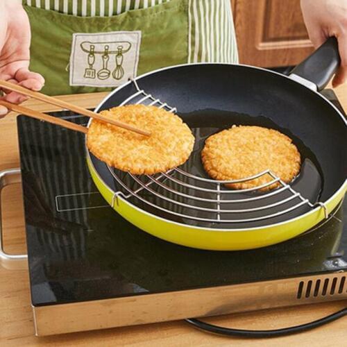 Foldable Silver Kitchen Tools Bowl Insulation Drain Oil Rack Steam Shelf Semicircle Home Use Stainless Steel Pot Frying Holder