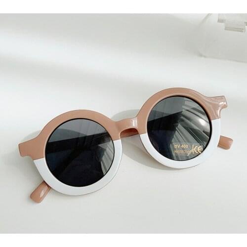 Childrens Sunglasses Girls Round Frame Sunglasses Personality Baby Sun Protection Glasses Sunshade Glasses Color Matching