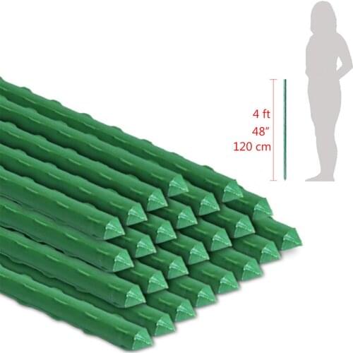 48”（120cm） length Plant Stakes Gardening Pillar Plastic Coated Steel Pipe For Supporting Climbing Plants Flowers and Vegetables