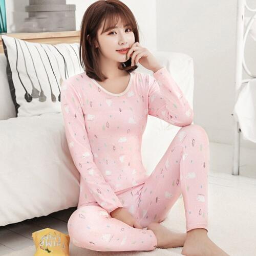 Grils Warm Long Johns Autumn Winter Youth College Students Fashion Fleece Thermal Underwear Cartoon Cute Ladies Clothes