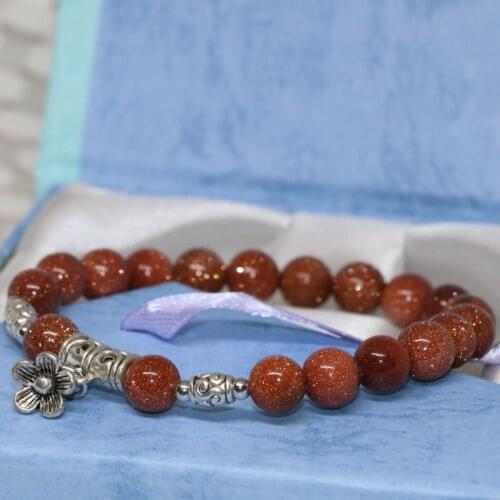 Unique diy high grade 8mm vintage natural sandstone stone beads bracelet fashion women charming jewelry making 7.5inch B2035