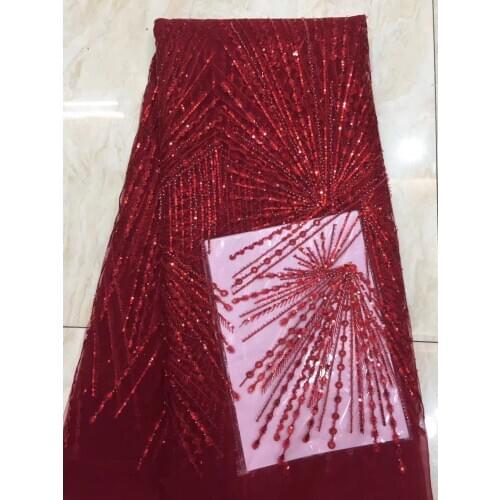 High Quality 2021 Tulle Sequined French Nigeria Lace Fabric Embroidered African Lace Fabric Womens Dress D41881