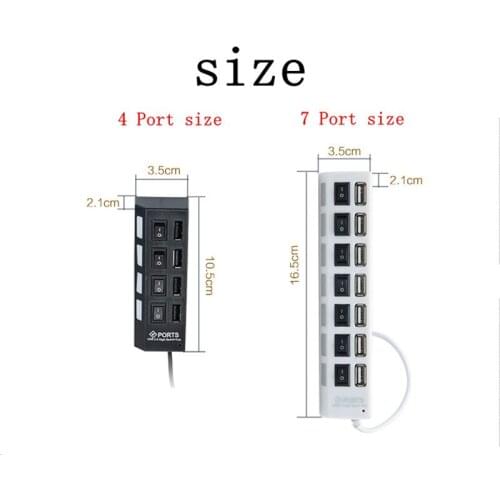100pcs/lot Mini USB High Speed LED 4-Port 7 Port USB HUB Sharing Switch For iphone Mobile Phones PC Bluetooth Speakers