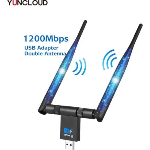 1200Mbps WIFI USB Adapter Dual Antenna USB 3.0 Network Card 5Ghz Wireless Adapter For Laptop Win 7/8/10 Linx2 MAC OS Vista
