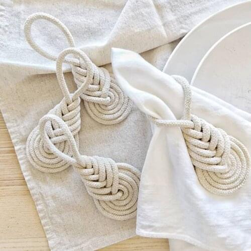1Pcs Cotton Rope Napkin Ring White Nature Napkin Holders Dinner Table Decorate DIY Handmade Crafts Party Supplies 2021 New