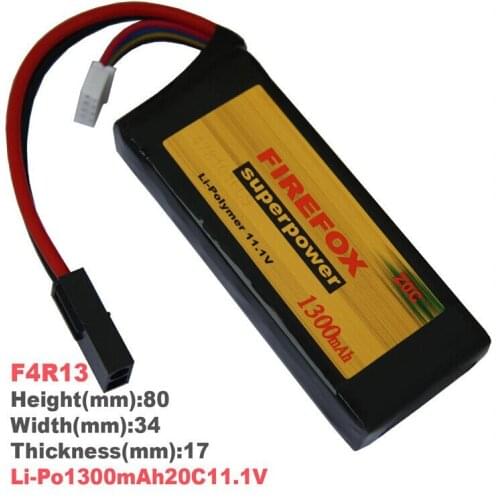 1pcs 100% Orginal Firefox 11.1V 1300mah 20C Lipo Lithium Mini RC Battery F4R13 Drop shipping
