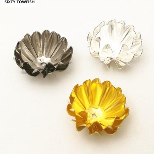 10 Pieces/lot 19mm Gold color/White K/Silver color Metal Filigree Buds Flowers Slice Charms Jewelry Making Settings