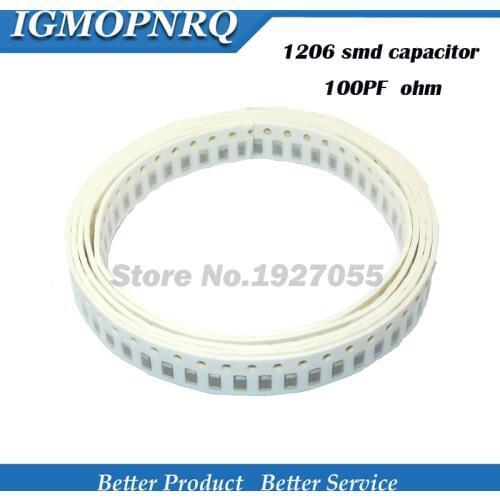 100pcs 1206 100PF 0.1NF 100P smd capacitor NPO Error 5% 50V 1206 100P 0.1NF smd capacitor