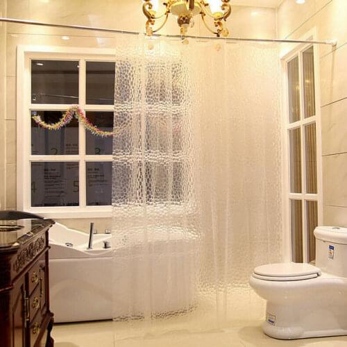 2 Kits Pack Clear Shower Curtain EVA 3D Waterproof Bathroom Curtain Drops Transparent Water Hooks Cube Shower Bathing Curtain