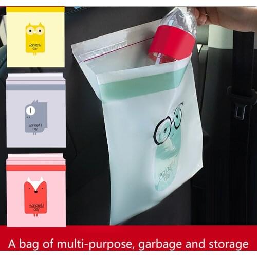 30PCS Disposable Car Garbage Bag Cute Pattern Optional Portable Storage Bag Self-Adhesive Multiple Cartoon Dustbin Auto Interior