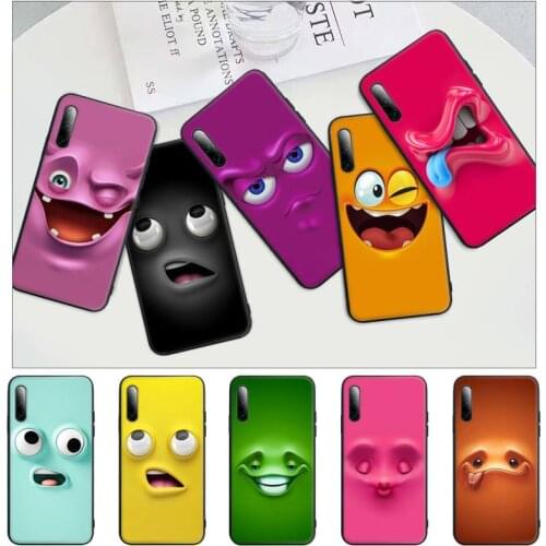 3D Funny Face Black Rubber Cell Phone Cover Case For Huawei P9 P10 P20 P30 P40 Lite Pro P Smart 2019 2020
