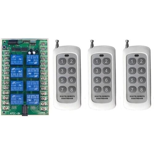 500m DC 12V 24V 8CH 8 CH Wireless Remote Control LED Light Switch Relay Output Radio RF Transmitter And 315/433 MHz Receiver