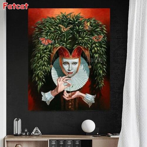 Diamond Painting Clown woman butterfly Cross Stitch 5D DIY Needlework Full Square Diamond Embroidery Mosaic Christmas PP1658