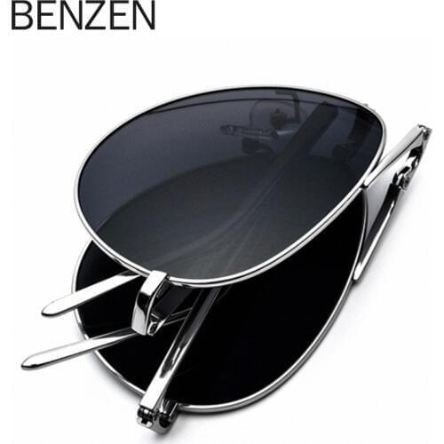 BENZEN Quality Pure Titanium Folding Sunglasses Men Polarized Sun Glasses For Driving Classic Pilot Women Oculos Gafas 9362