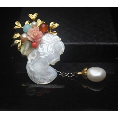 A506142 Featured Shells Brooch Pendants Beauty Brooch Handmade Jewelry