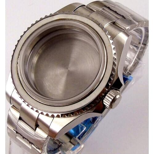 BLIGER Nologo 40mm Automatic Steel Watch Case for NH35A NH36A Movement Oyster Strap Sapphire Glass Screw Crown