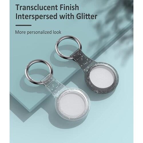 Case For Apple Airtags Protective Sleeve Anti-Scratch Anti-Lost Locator Tracker Shell With Keychain Ring Hard Glitter TPU Cover