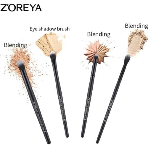 Zoreya Black Classic 4 Artificial Fiber Black Wooden Handle Makeup Brush Set ZZ4