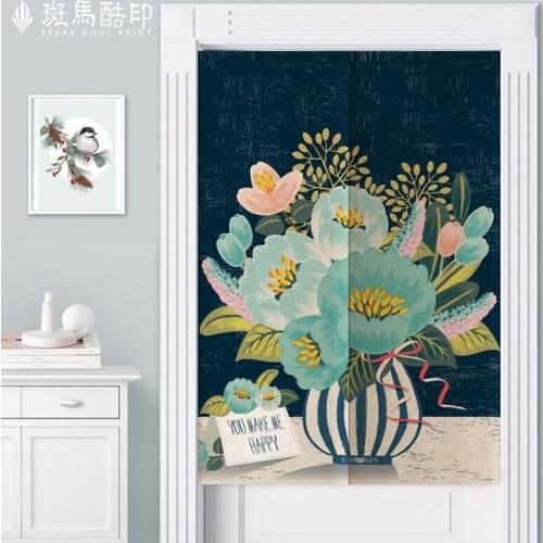 European garden flowers fresh cloth partition door curtain household bedroom kitchen bathroom without punching portiere