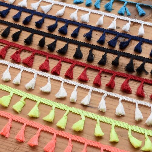 DIY hand accessories tassel lace ribbon trim fluorescent national macrame lace clothing bag decoration with monochrome tassel