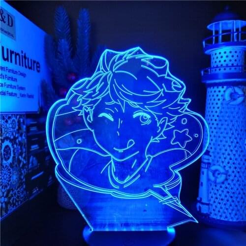 Haikyuu LED Night Light Iwa-chan Oikawa 3D Lamp Illusion Anime Figure Lampara Manga Decoration Lighting Home Decor Lamps For Kid