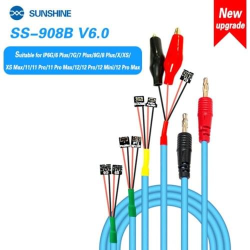 SUNSHINE SS-908B V6.0 IPhone Smart DC Power Cable Supply Current Test For 5S -12 Pro Max ON/OFF Charging Wire Phone Repair Tool