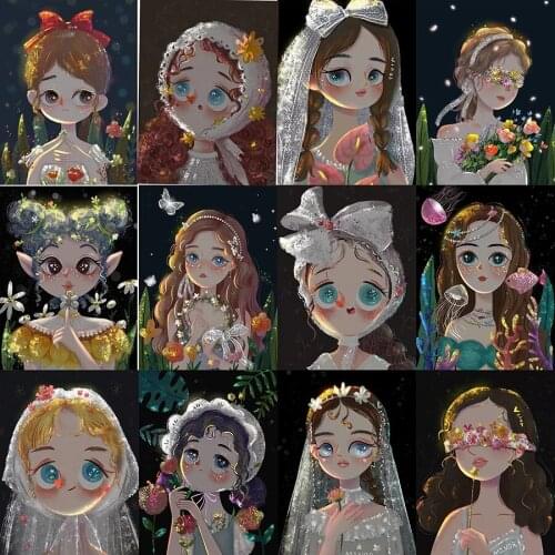 Cartoon Girl Diy Diamond Painting Portrait Rhinestone Embroidery Full Square Round Drill Cross Stitch Mosaic Home Decoration