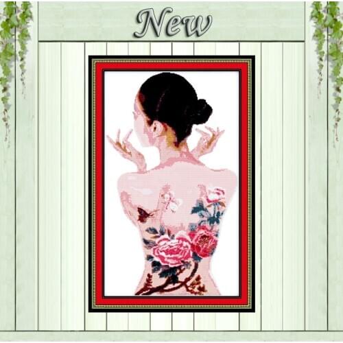 Beautiful girl flower Body painting counted printed on canvas DMC 11CT 14CT Chinese Cross Stitch kits embroidery needlework Sets