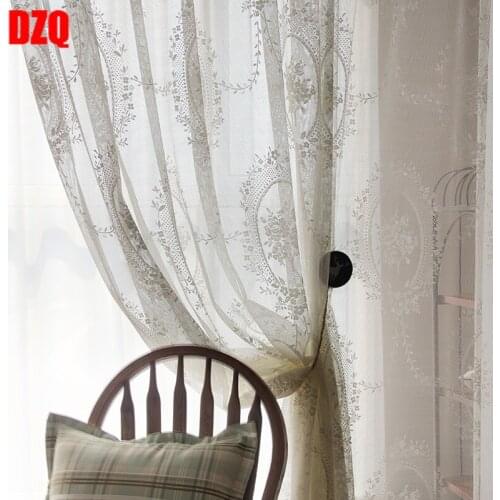 American Country Garden Rose Covenant Lace Wave Lace Curtain Tulle for Living Room Bedroom Elegant Home Decoration