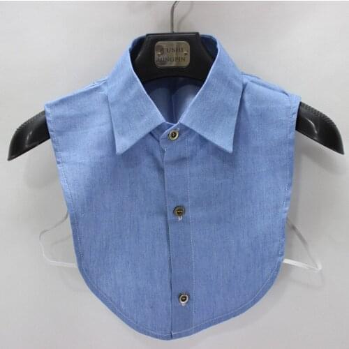Linbaiway Women Denim Fake Collar Vintage Detachable Shirt Mens Shirt False Collar Lapel Half Shirt Top Clothes Accessories