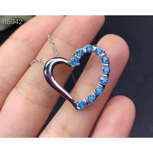 Lose money sale heart style topaz pendant of necklace for women silver jewelry natural gemstone real 925 silver gold chain gift