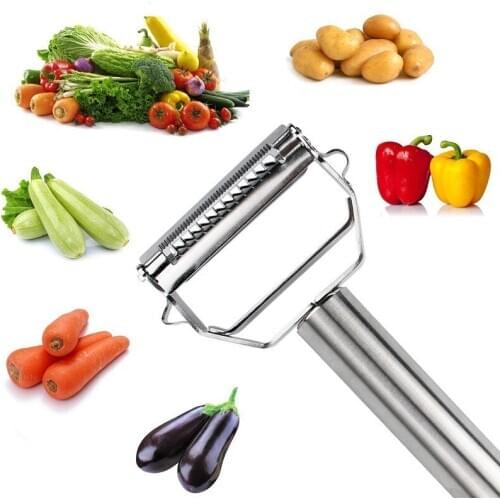 Multi Functional Stainless Steel Peeler Kitchen Tool Running Lake Double Head Wire Planer Two In One Skiving Knife Scraper