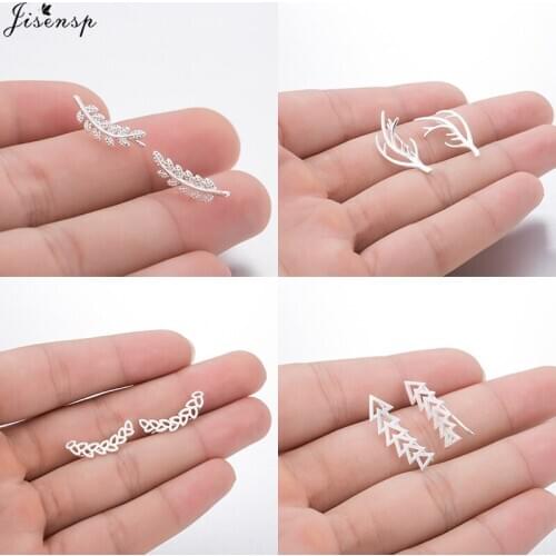 Jisensp Fashion Creative Olive Branch Leaves Earrings Simple Mini Cute Geometric Princess Earring Girlfriend Best Jewelry Gift