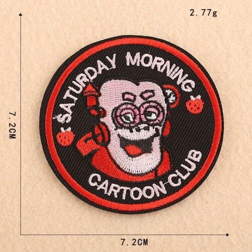 Cartoon Saturday Morning Iron On Embroidered Clothes Patches For Clothing Stickers Garment Apparel Accessories