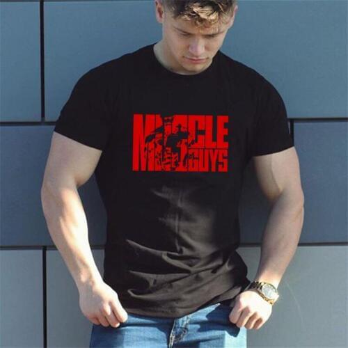 Muscleguys Brand New Mens T-Shirt Fashion O Neck Short Sleeved tshirt Bodybuilding Fitness Slim Fit Letters Printed T Shirt Man