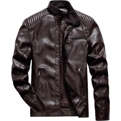 High quality Leather Jacket Men Newest Design Motorcycle Leather Jacket Top quality PU Jacket Men Slim Fit Zipper Outerwear