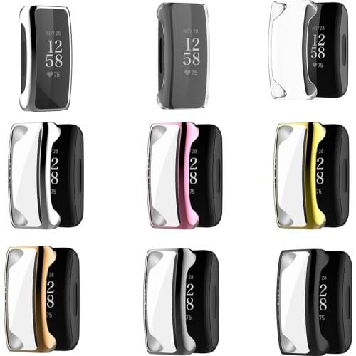 Soft TPU Anti-scratch Plating Watch Screen Cover for Fitbit Inspire 2 Watch Protective Case Shell Screen Shockproof Protector