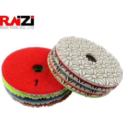 Raizi 100 mm 3 Step Wet Diamond Polishing Pads kit for Granite Marble Stone Abrasive Sanding Discs