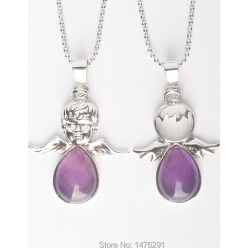 12 Kind Couple Pendant Mixed Crystal Amethysts Opal Lapis Aventurine Angel & Angel Patron Saint Lovers Set Pendant 1 Pair