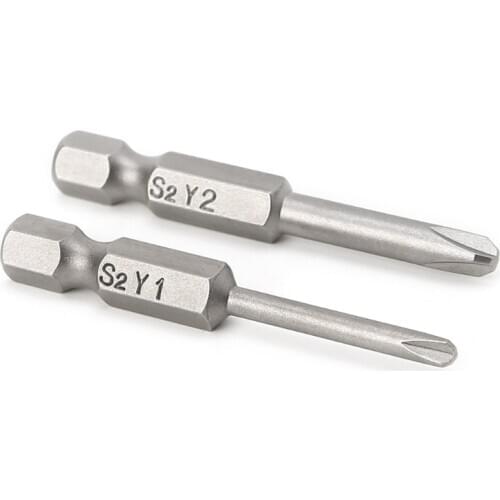 2 Pcs 50mm Magnetic 1/4'' Hex Shank Tri-wing Y Tip Head Screwdriver Bits Set