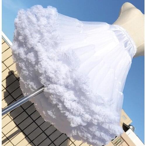 New White Short Women Tulle Halloween Petticoat Vintage Sweet Wedding Bridal Petticoat Lolita 45CM Cut Kawaii Petticoat Girl