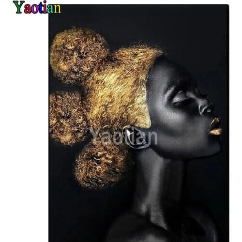 Full Square/Round Diamond Painting Mosaic 5D African woman black blonde hair Diamond Embroidery Cross Stitch DIY Home Decor