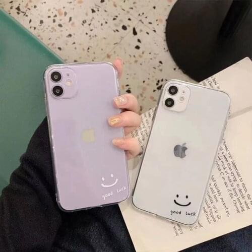 Simple Smiley Letter Clear Phone Case For iPhone 12 11 Pro XS Max Mini X XR 7 8 Plus SE 2020 Transparent Silicone Clear Cover