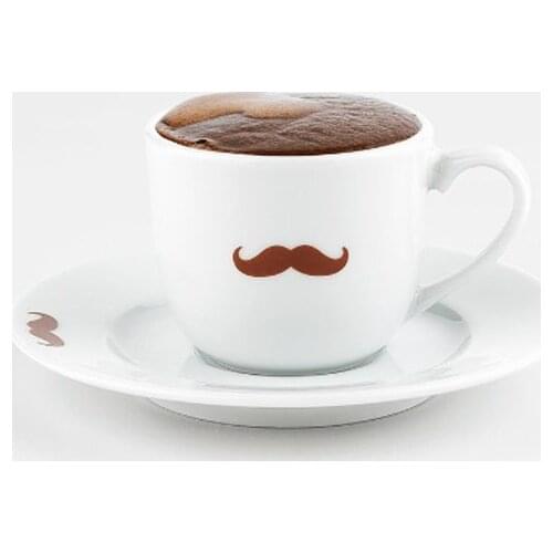 Ottoman Mustache Style 2 Pieces Espresso Cup Set Turkish Coffee Cups Cute Design Made in Turkey
