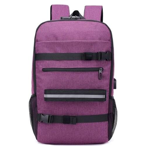 Skateboard Backpack Anti-Theft Password Lock USB Charging Shoulder Bag for Travel Leisure Computer Longboard Bag