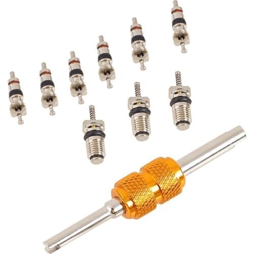 9pcs R134a Car A/C Air Conditioning Valve Cores R-134a with Remover Installer Tool Universal Replace Automobile Accessories