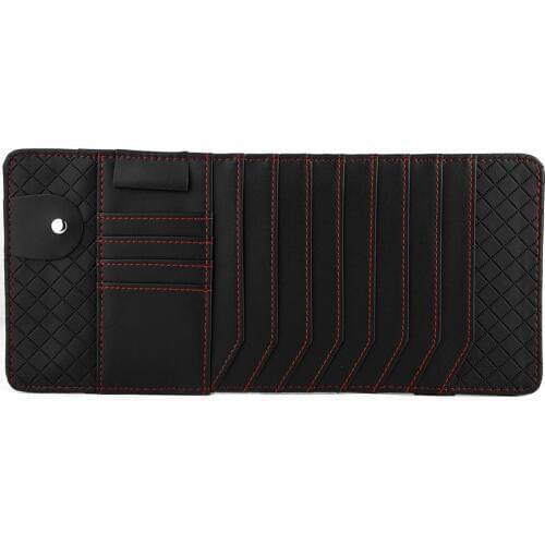 PU Leather Disc Card Storage Bag Multi-functional Car Sun Visor CD Organizer Holder Black heat-resistant and wear-resistant