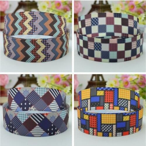 SUPWRF 16 22mm 38 50 75mm lattice chevron Printed grosgrain ribbon hair bow DIY hair accessories decoration 50 Yards B0929