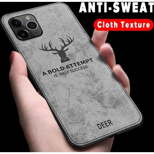 Fabric Ultra-thin Canvas Phone Case For iphone 11 pro XS Max X XR 7 8 6 6S Plus SE 2 2020 Soft Silicone Cloth Texture Deer Cover