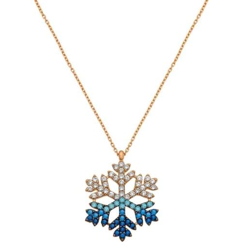 Elika Silver Snowflake Necklace 925 Sterling Elegant Trend Eye-Catching Women Designed For Special Stone Gift Accessories Fashion